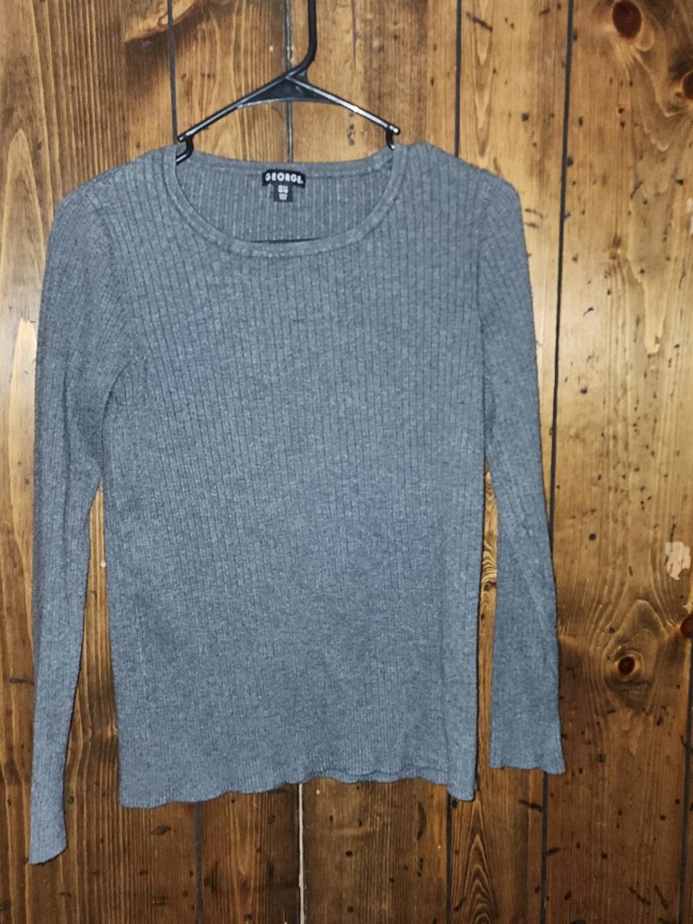 George Grey Ribbed Crewneck Long Sleeve Sweater Top | Size XL (Runs Small)